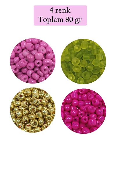 STUMBANNG Bulky Glass Sand Beads Large Size (6/0) 4 mm - 4 Colors - Total 80 Grams - Bnc412