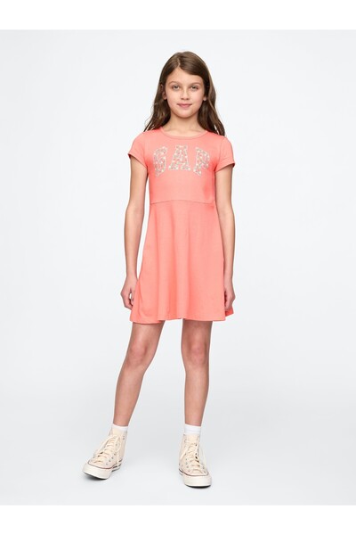 GAP Kız Çocuk Pembe Gap Logo Jersey Elbise