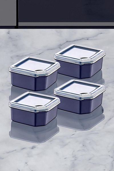 Smartware Navy Blue 350 ml 4-Piece Q-Box Storage Container