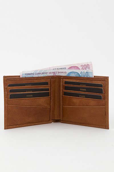 Fossil Boxed Genuine Leather Horizontal Gray Crazy Men's Hand Portfolio Wallet with Extra Card Holder