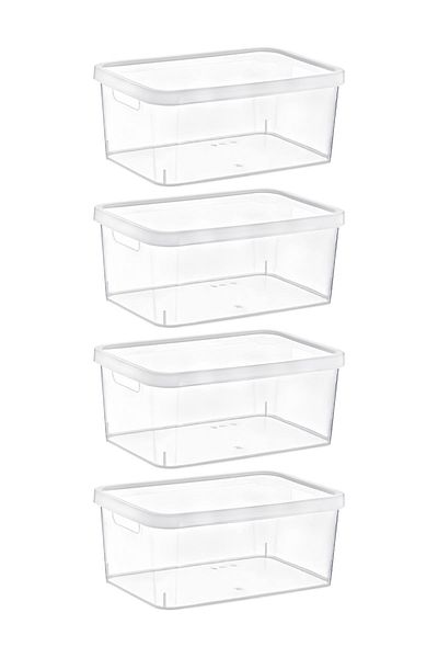 Smartware Transparent Stafi Box Set of 4 with Lid - 12 Lt