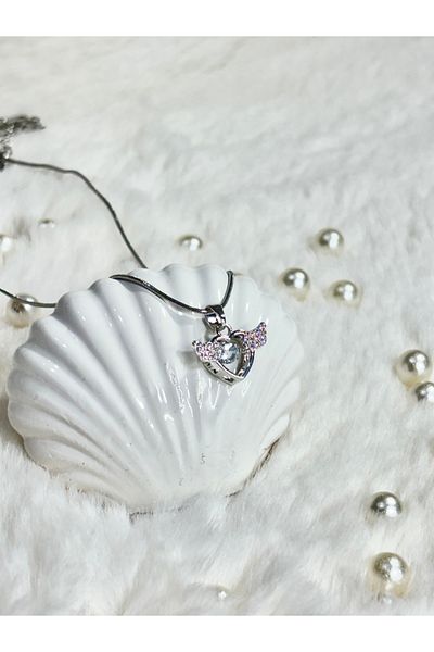 Store Angel Heart Stone Women's Necklace Zircon Stone Plated Necklace