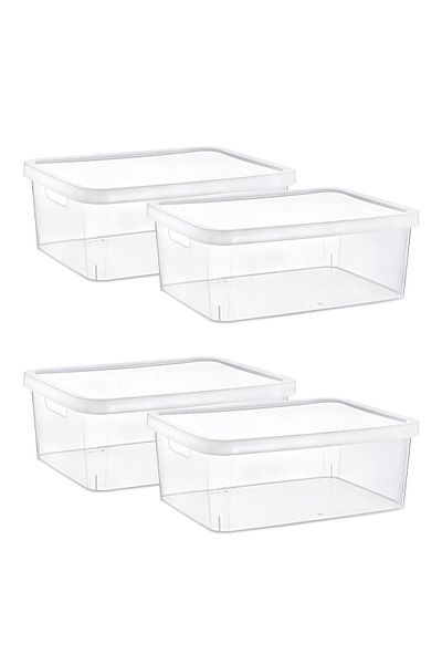 Smartware Transparent Stafi Box Set of 4 with Lid - 12 Lt