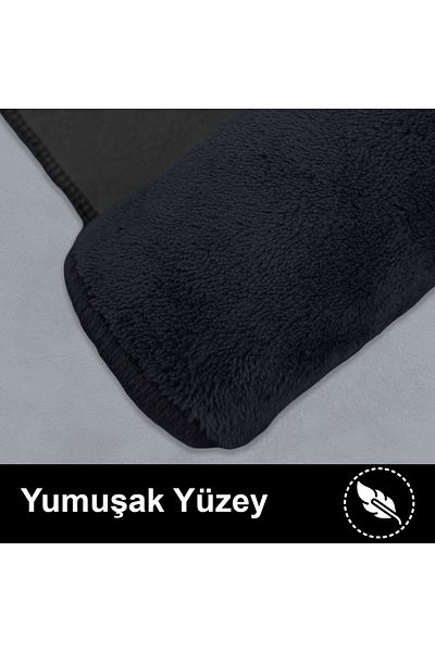 Dokumacıoğlu Μαύρο Unicolor Σετ 3 χαλάκια μπάνιου - Αντιολισθητική δερμάτινη βάση και πλενόμενη τουαλέτα