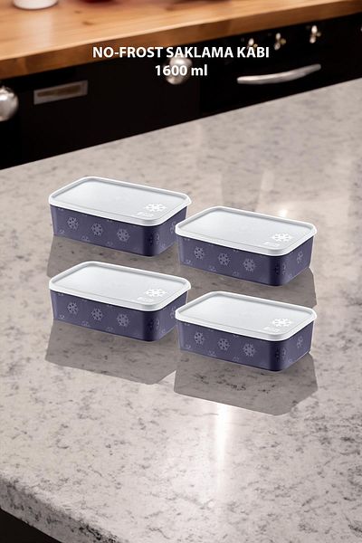Smartware Navy Blue Set of 4 No Frost Storage Container - 1600 ml