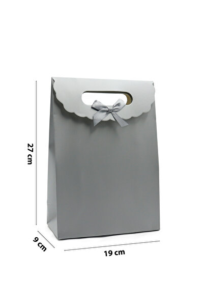repro design 19x27 cm  Küçük Boy Renkli Zarf Model Cırtlı Karton Çanta 1 Adet (Gümüş)