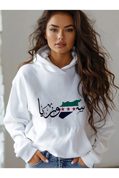 EFFRENATU سويت شيرت فلسطين سوريا مطبوع للجنسين مقاس كبير - هوديي سميك بقلنسوة