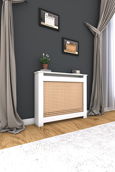 CAN Kapaklı Kalorifer Petek Kapama 150 Cm (İÇ ÖLÇÜSÜ) Hazeran Desenli Mdf Mat Beyaz