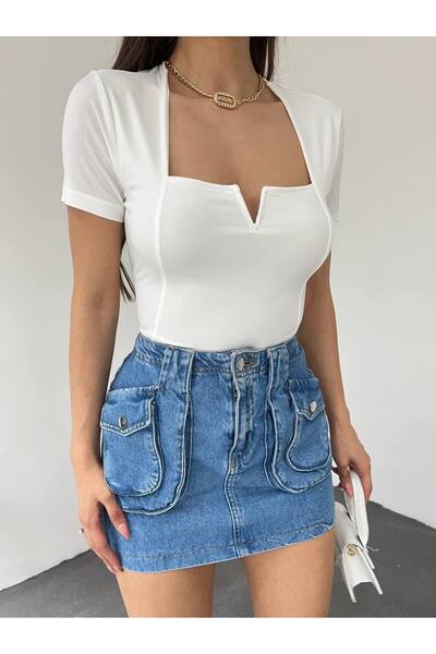 Generic Brand Short Sleeve Crop Blouse