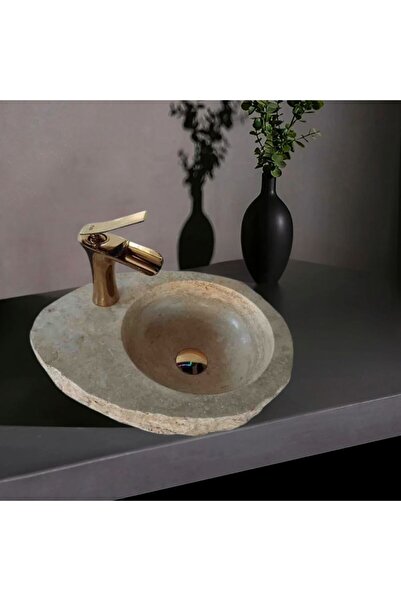 entrend11 Hale Traverten Batarya Çıkışlı Mini Kütük Lavabo-265