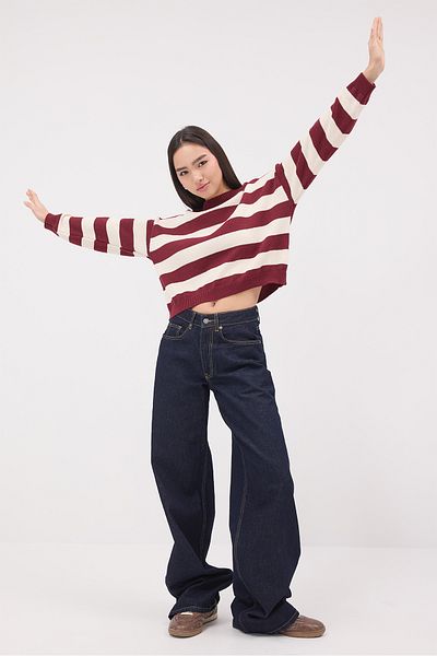 Addax Striped Crew Neck Knitwear Sweater - K3460