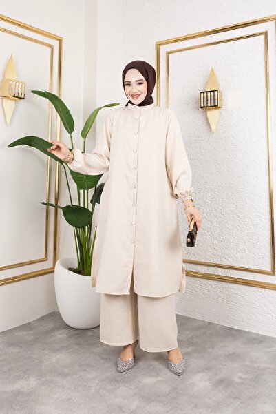 Sfg Life Moda Γυναικεία ρούχα Hijab με γιακά και κουμπιά μπροστά με τσέπες, δ...