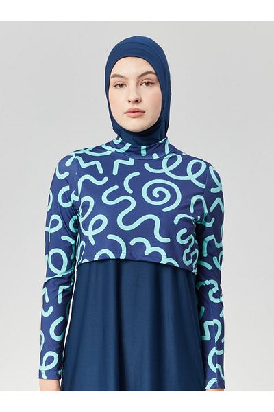 Ranuna Full Covered Hijab Swimsuit - Navy Blue - Ranuna