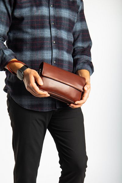 Niki Leather Τσάντα χειρός Luka από γνήσιο δέρμα με φερμουάρ