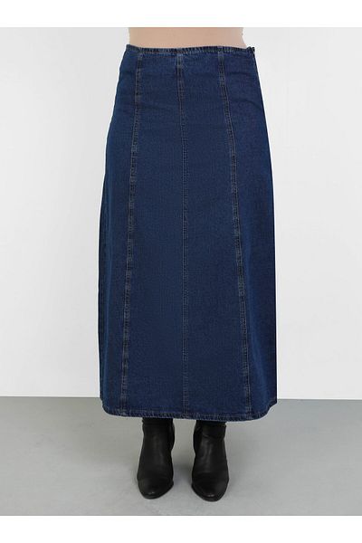 ALİA Blue Plus Size Cuped Denim Skirt - Alia