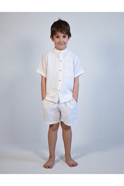 I.ZOYA Judge Collar Muslin Shirt and Shorts Set