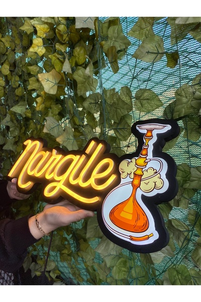 Neonite "NARGİLE" Işıklı ve UV Baskılı Neonled ve Leon Dekoratif Duvar Yazısı...