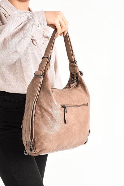 571 Collections Çanta Faux Leather Mink Backpack - Soft Woven (Model: 571-11-13A)