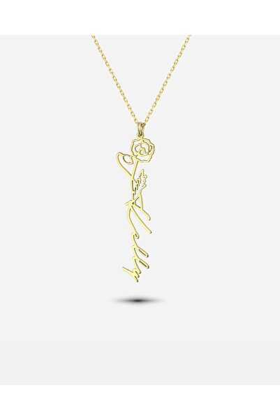 MEKS JEWELS Gümüş İsimli Ağustos Ayı Doğum Çiçeği Kolyesi