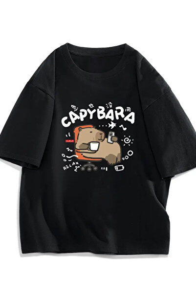 Frisson Tricou Capybara cu imprimeu bumbac lu - Tricou confortabil și elegant...
