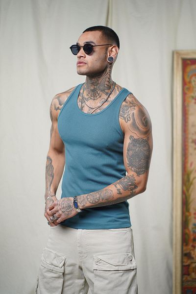 king brich Slim Fit Camisole Flexible Plain Men's Sports Athlete