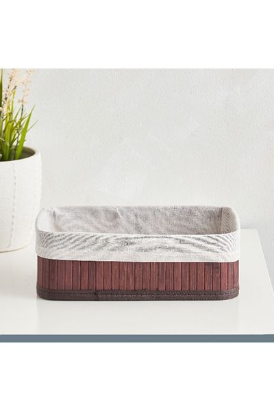 Home Box Knock Down Bamboo Small Storage Basket - 25x15x8 cm