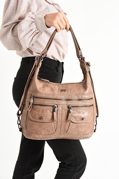 571 Collections Çanta Faux Leather Mink Backpack - Soft Woven (Model: 571-11-13A)