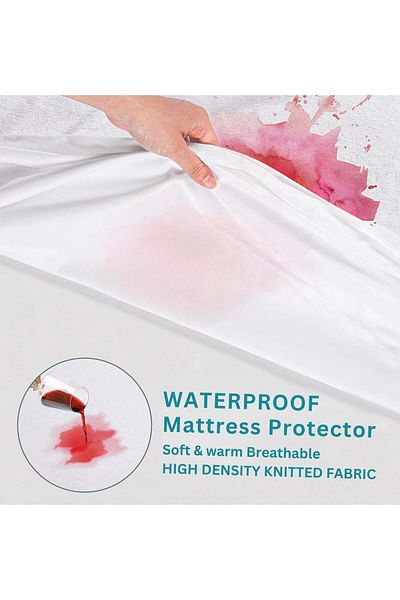 soufa dibaj Waterproof And Mattress Protector Made From 100% Waterproof Cotton - White - 200 x 200 cm