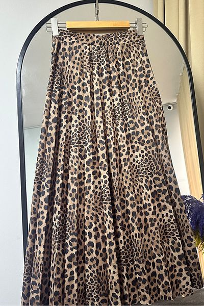 Bestenur Πλισέ φούστα Leopard Pattern 1344 - Καφέ