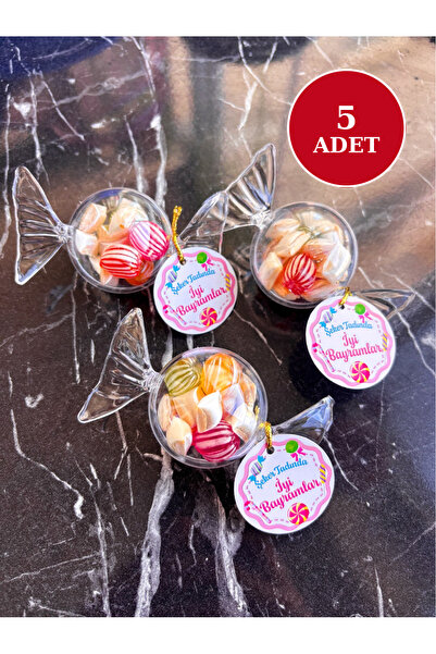 Hayal.kirtasiyesi 5 Adet Bayram Hediyeliği, Akide Şekeri, Pleksi Kutulu Şeker...