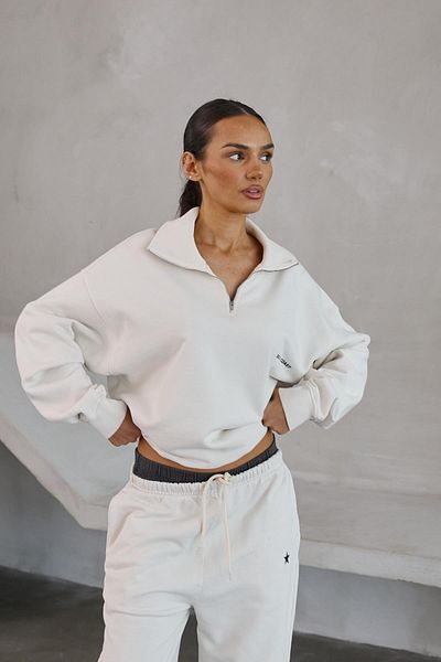 South Coast Ecru Zippered Sweatshirt and Sweatpants Set