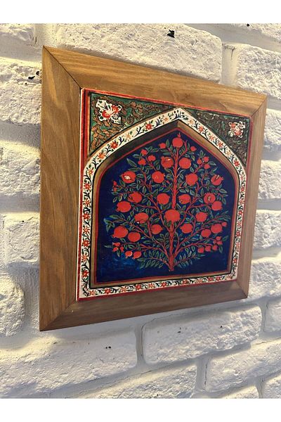 woodhomeworks Панел за картина с масивна рамка от естествен камък и мрамор 26x26 см