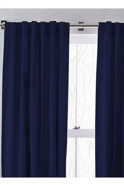 soufa dibaj Linen Curtain for Bedroom Dining Studio Office - Dark Blue - 200×140 cm