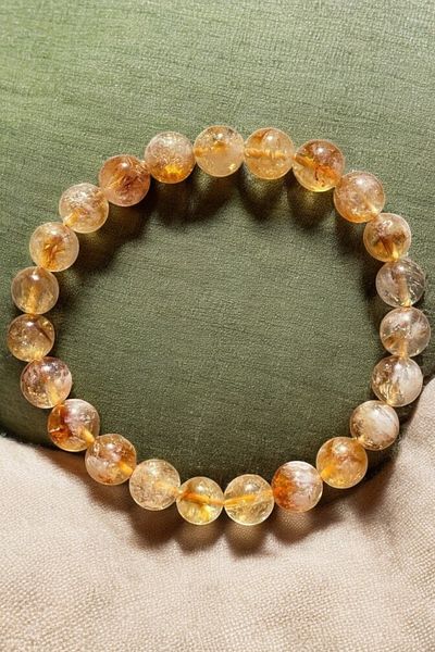NBS Beautiful Naturel Stones Citrine Money Stone Bracelet Success & Courage (All Zodiac Signs) 8 mm