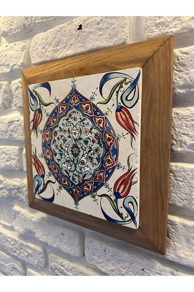woodhomeworks Панел за картина с масивна рамка от естествен камък и мрамор 26x26 см
