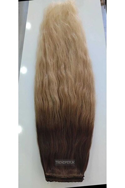 Nurdan Trend Peruk Gerçek Saç 8 Parça Çıtçıt Set 150 gr. 70 cm Dip Küllü Kumr...