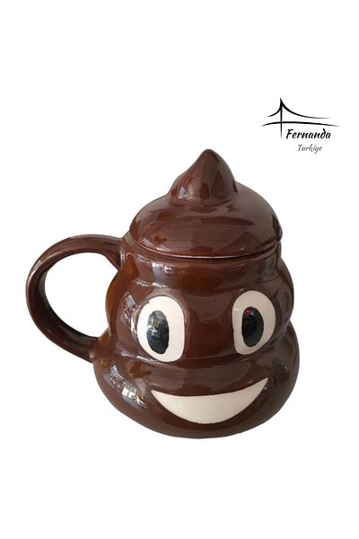 Fernanda Special Design Emoji Cup Poop  Shaped Ceramic Mug with Gift Box Smiley 14 X 15 cm