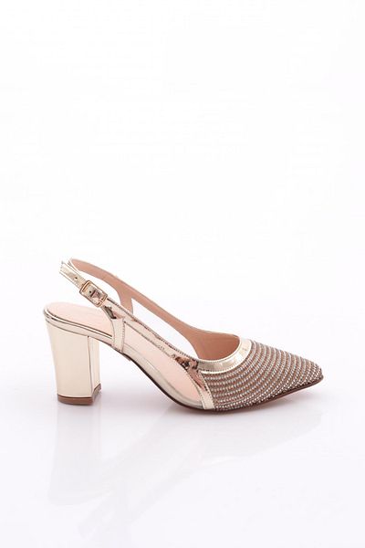 DGN Pantofi cu toc pentru femei Gold Mirror - 218612621