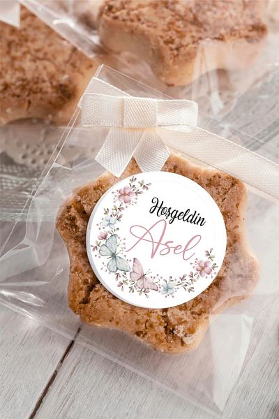 Piksel Grafik 4X4Cm 96Pcs Butterfly Pattern Baby Sticker - Welcome Sticker for Baby Shower and Birthday