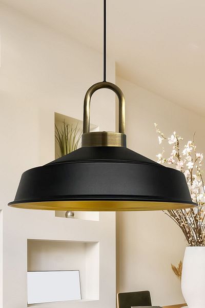 Bamyum Asletl-Lock Industrial Vintage Hängelampe  40 cm, Schwarz Metall Pendelleuchte