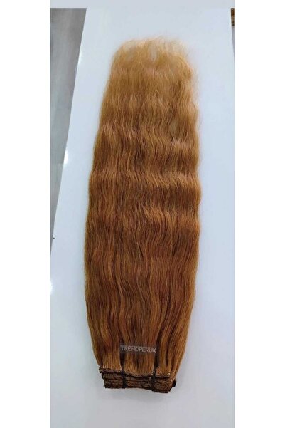 Nurdan Trend Peruk Gerçek Saç 8 Parça Çıtçıt Set 170 gr. 70 cm Bakır Renk