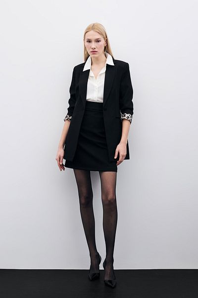 Sateen Fusta mini neagră dreaptă