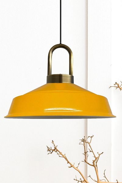 Bamyum Asletl-Lock Industrial Vintage Hängelampe  40 cm, Gelb Metall Pendelleuchte