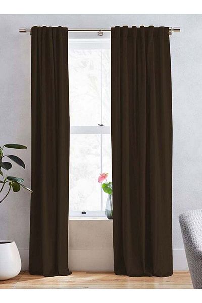 soufa dibaj Linen Curtain for Bedroom Dining Studio Office - Dark Brown - 240×140 cm