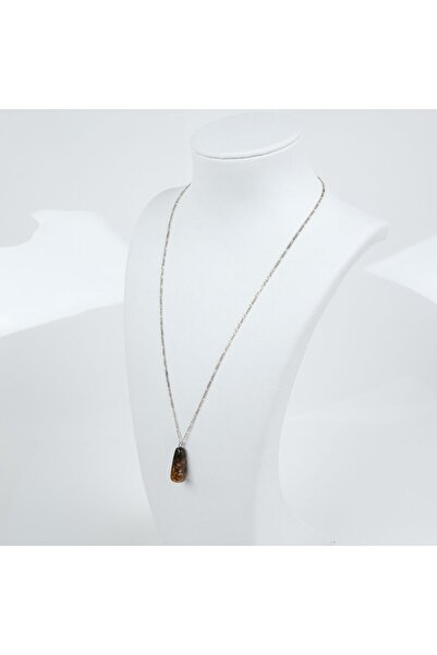 LapisDo Dominik Mavi Kaya Fosil Damla Kat Kat 925ayar Gümüş Zincir Kolye