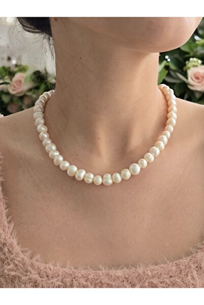 Real PEARL NECKLACE  AA Quality Dorica Intermediate Apparatus Gold Plated Clip