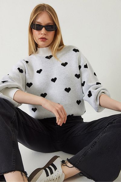 Bianco Lucci Women's Heart Patterned Knitwear Sweater 20246913