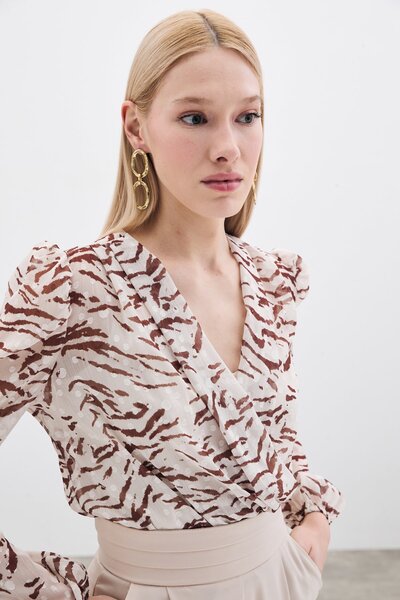 Sateen Боді з пуантиєвим візерунком - Кава