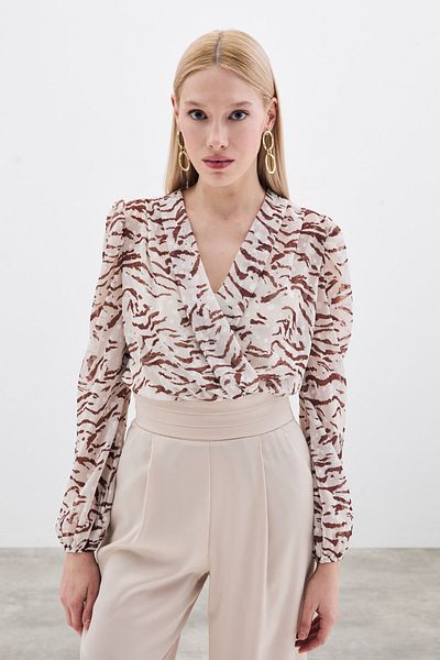Sateen Polka Dot Bodysuit - Brown