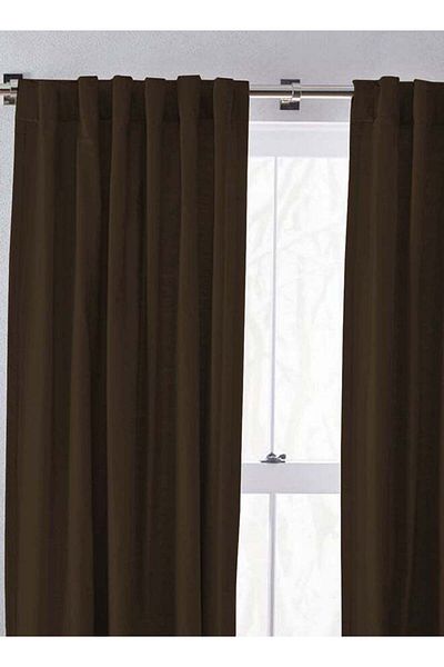 soufa dibaj Linen Curtain for Bedroom Dining Studio Office - Dark Brown - 240×140 cm